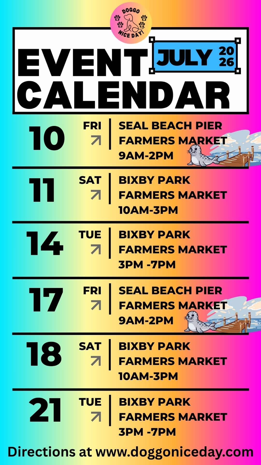 doggo nice day july calendar 2026
